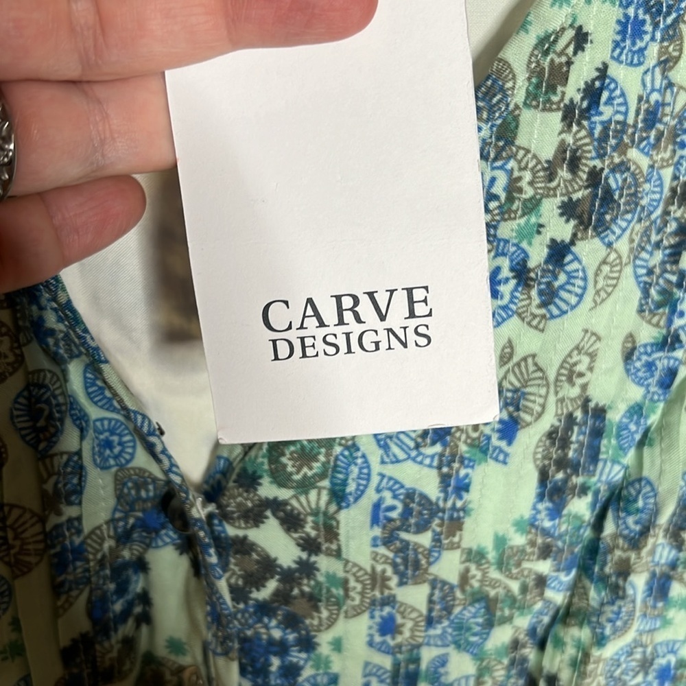 Carve Designs Vengeful Blue V-Neck Flutter Cap Sleeve Dress Sand Dollars Size 4 - Picture 4 of 11